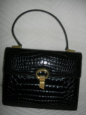 SAC PORTé MAIN CROCODILE PARFAIT ETAT ANNEES 70 VINTAGE ANCIEN