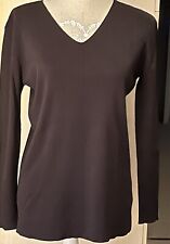 PULL COL V DE BELLE MARQUE LAUREL JEANS MARRON COUTURE MILIEU EN RELIEF