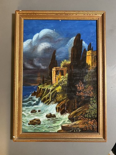 Tableau gouache bord mer - bord,