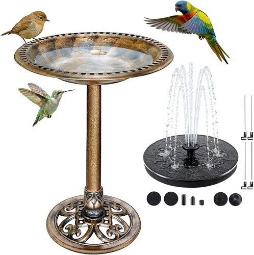 20in copper solar bird bath - copper,