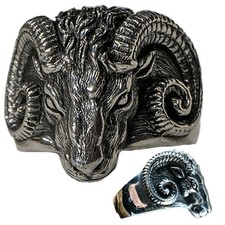 Bague tête bélier crâne - bague,