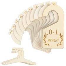 10 Pièces Diviseur de Taille de Bébé+4 Pièces Cintres en Bois pour Enfants, I...