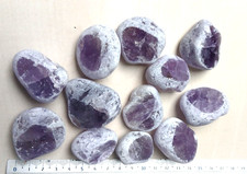 Lot de 12 emma eggs givrés gangue ou quartz window d'améthyste poids total 460 g