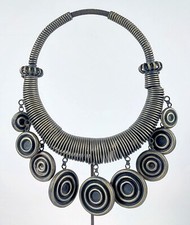 Collier Torque ancien ethnique Miao (Chine) grand format argenté