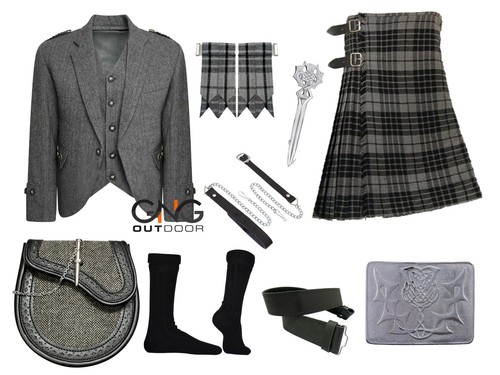 Veste kilt écossaise grise - veste,