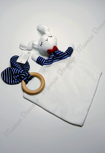 Doudou plat lapin blanc - doudou,