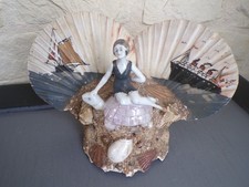 Demi figurine porcelaine tortue coquillage peint ile d'Yeu