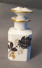 Flacon de parfum en porcelaine de Limoges décors rose noir- Milieu du XXe siècle