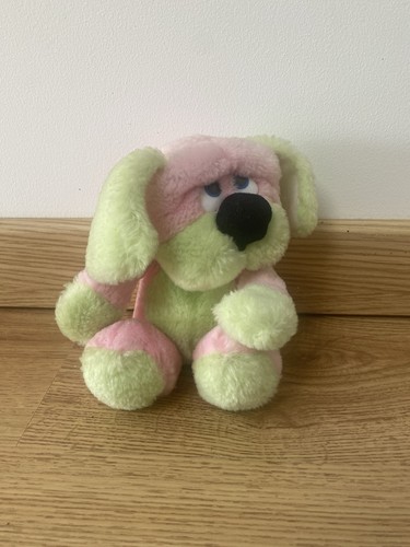 Peluche chien rose vert - peluche,