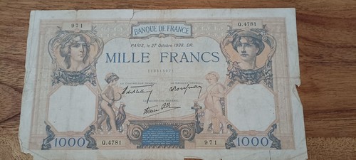 Billet 1000 francs - billet, 27/10/1938