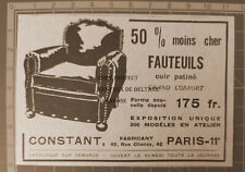 FAUTEUILS CLUB ETS CONSTANT PARIS  publicité 1932