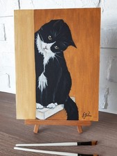 Tableau original chat noir art