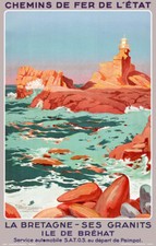 Affiche chemin de fer État - Bretagne Île de Bréhat