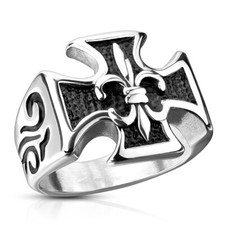 BAGUE CHEVALIERE HOMME ACIER