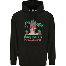 Hoodie Pour Homme En Coton À 80% Avec Un Raton Laveur Planifiant Un Vol Drôle