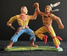 Vintage - Figurine cowboy et indien au combat - 1960 - Starlux