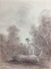 Diane chasseresse, dessin original du sculpteur Ary Bitter.