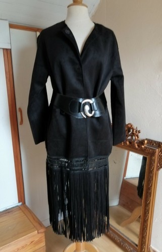 Veste longue kimono noire - kimono, à