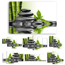 TABLEAU TOILE IMPRIMEE GALET BAMBOU EAU - ZN25 -  BAMBOUS TOILES IMPRIMEES