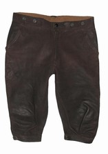 Anciens D'Homme Culottes / S'Efforcer- Pantalon en Cuir En Foncé Braun Env. Gr.