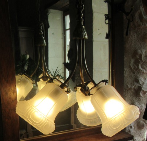 Beau lustre art déco feux - déco, 3