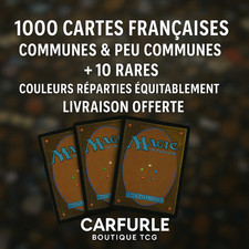 Lot cartes Magic conditionné - 1000 cartes - Communes / Unco + 10 rares - FR