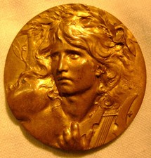 Orphée, uniface, par Lucien Coudray, diam. 4,1cm