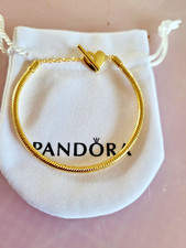 Bracelet Coeur Barre En T Mailles Serpent Plaque Or 585/1000 poinçon  PANDORA 20