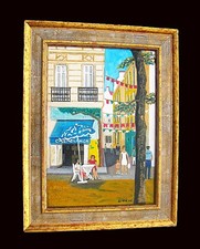 Tableau HST Marseille  scène de rue près du Vieux Port .  Livraison gratuite