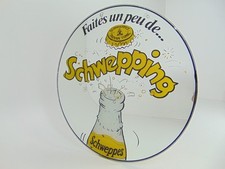 miroir bar rond 30 cm promo publicitaire schweppes vintage 70 80 france rare