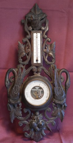 Baromètre ancien aux cygnes - baromètre,