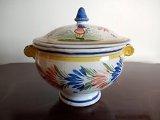 Pot couvert pot à Oilles en faïence Henriot Quimper signé