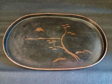 Plateau En Bois Laqué Noir