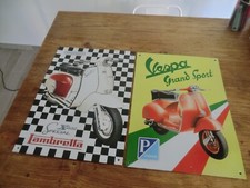 2 Gr plaques métalliques scooters Vespa & Lambretta innocenti 40x30cm collector