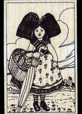 ALSACE (67 / 68) ALSACIENNE Retour du Marché / CARTE POSTALE en bois illustrée