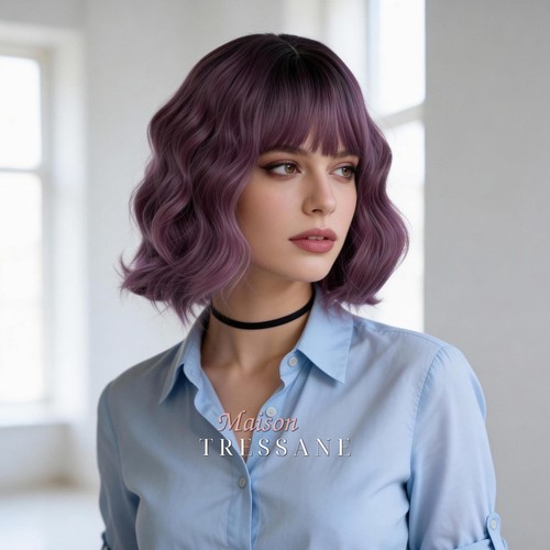 Perruque femme noir violet bob - perruque,