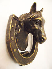 Heurtoir Battant À Tête De Cheval en Laiton Foncé pour Porte