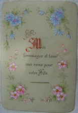 "MES HOMMAGES ET TOUS MES VŒUX POUR VOTRE FÊTE" CARTE POSTALE CELLULOÏD