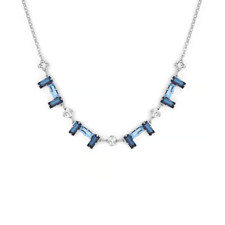 Collier Ras-Du-Cou en Argent 925 Et Cristaux Bleu Blanc Victoria Cruz A3678-44HG