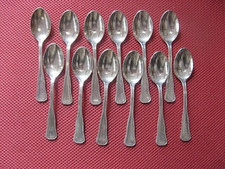 ++"523.10"   12 CUILLERES A CAFE EN METAL ARGENTE ART DECO ORFEVRE  P.D.