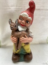 Gnome Nain De Jardin Zeho     West Germany Portant Un Faon
