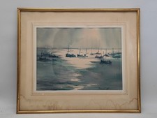 Ancienne aquarelle marine tons