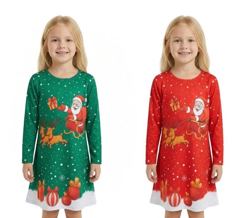 Noël fille swing robe - noël, santa