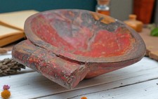 Bol À Épices En Bois Ancien, Original, Sculpté À La Main, Peint