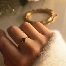 Bague dorée pierre noire - dorée,