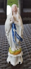 PETITE STATUE DE LA VIERGE EN PORCELAINE POLYCHROME XIXe 