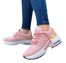 sneakers femme chaussure basket compensée rose été lacet tendance bulle style