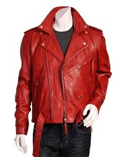Blouson moto homme rouge