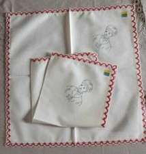 4 serviettes de table à broder et ourlées tissu 100% coton - 40cm x 40cm ALSACE