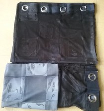 Paire de Rideau Avec Oeillet Noir et Gris Visage 240 x 140cm